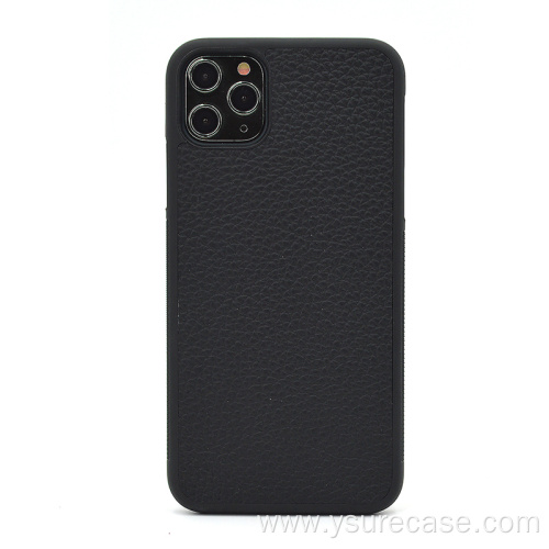 Modern Stylish Black Pebble Leather Phone Case With